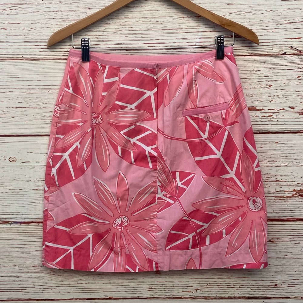 Vintage Lilly Pulitzer White Label Pink Floral Mini Skirt Sz 6 - Picture 7 of 7